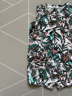 Volcom|Baby boy or gender neutral sleeveless tropical floral Leaf Print romper•